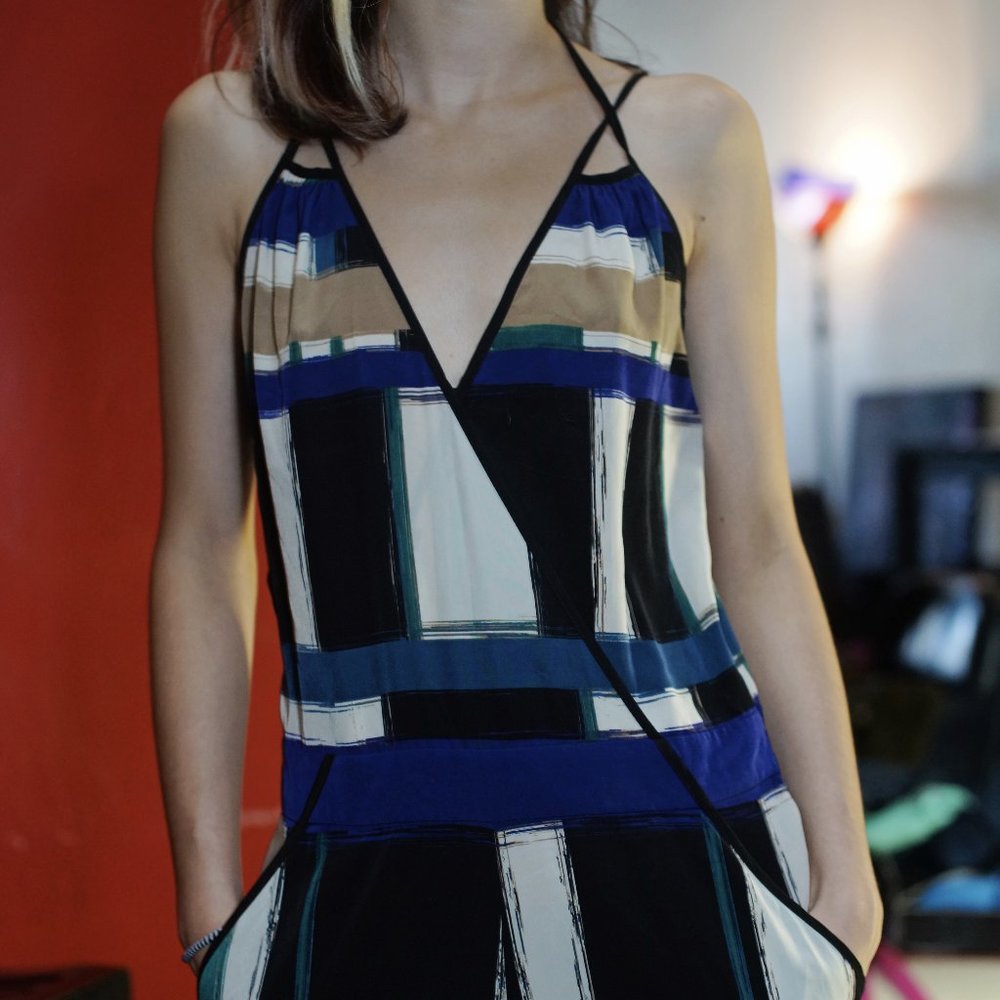 Abstract Print, Silky Pantsuit - image 5